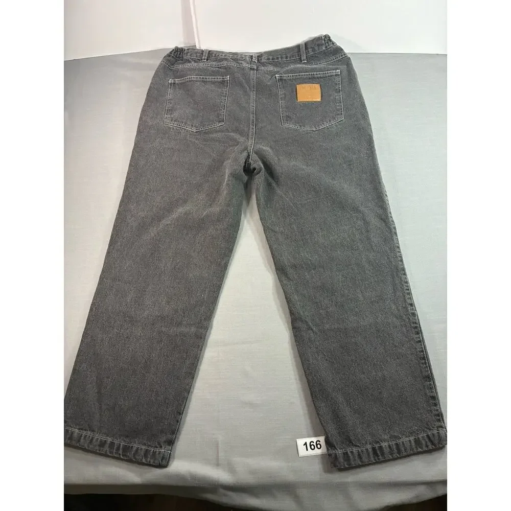 Duke Haband Baggy Fit Jeans Men's 36x28 (40s) Gray Wide Leg Y2K Elastic Waist